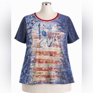 Rebecca Malone Patriotic Blue and Red Short Sleeve Tee